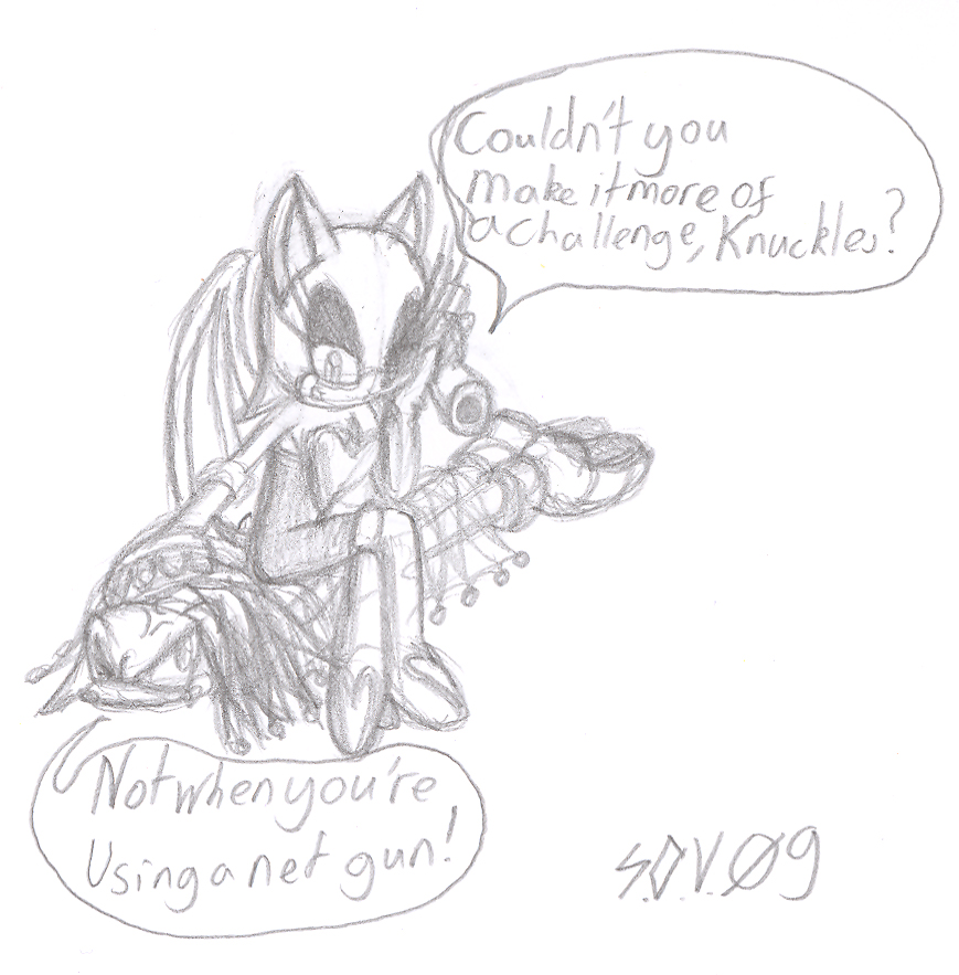 Rouge And Knux - Net Gun. by shadowsofvoltage