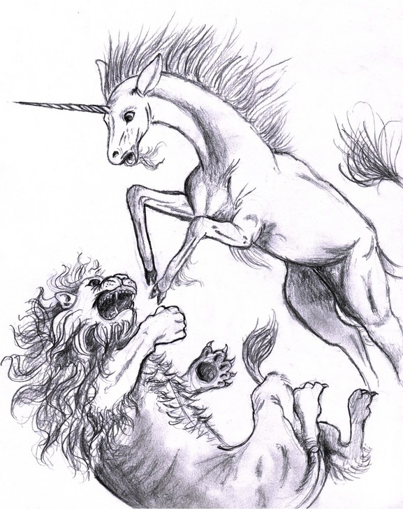 Unicorn fighting a lion by shareen_jessy