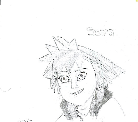 My First [stupid] Drawing of Sora by shelley8967