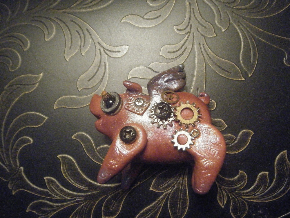 Flying SteamPig (clay) by silly_rules