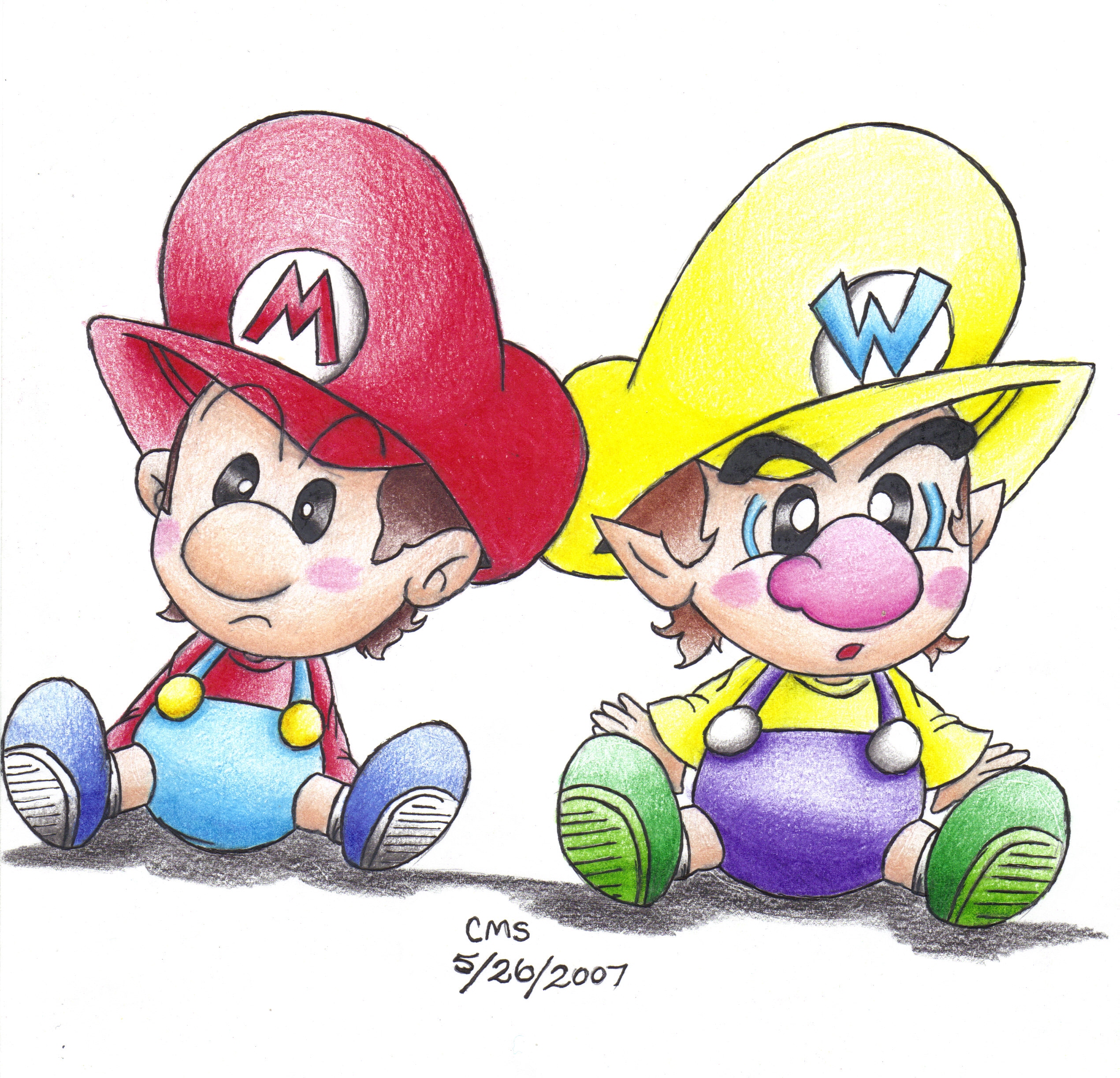 Baby Mario and Baby Wario (version 2) by sillysimeongurl
