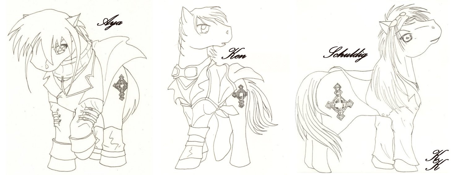 Aya, Ken & Schuldig as MLPs by silver_dragicorn