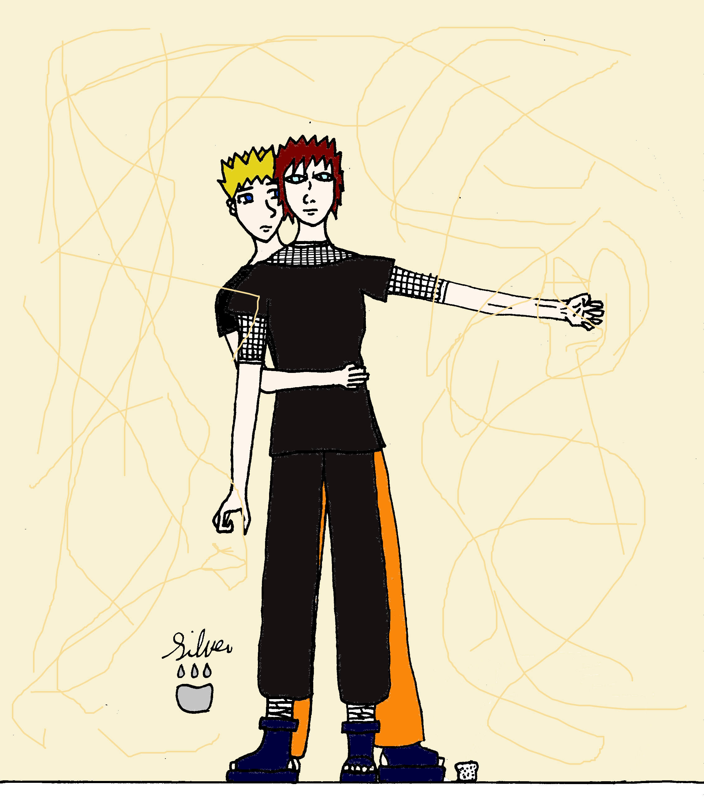 Gaara and Naruto by silver_the_wolf
