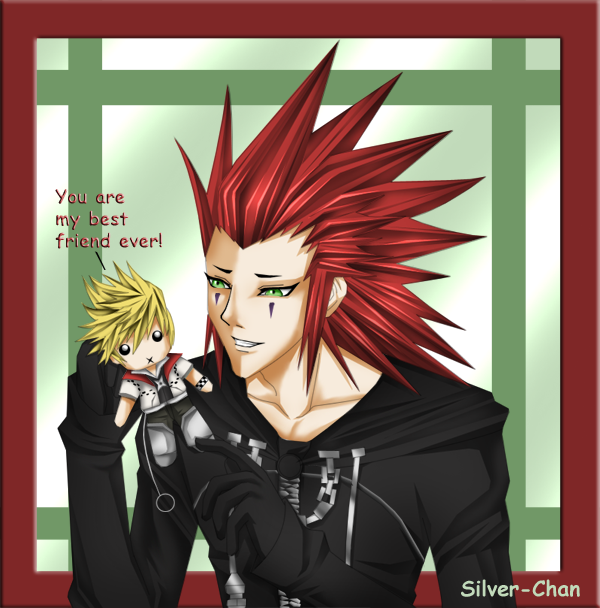 Axel and a Roxas Plushie X3 by silverstar