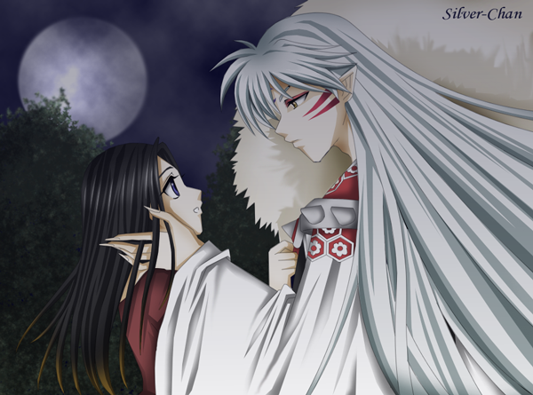 Sesshoumaru x OC at Night by silverstar