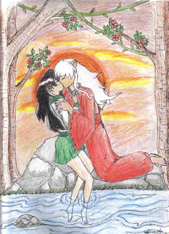 Inuyasha and Kagome kissing(request for JamesMarst by sk8rchick131313