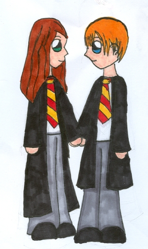 Ron and Hermione by skittleschan