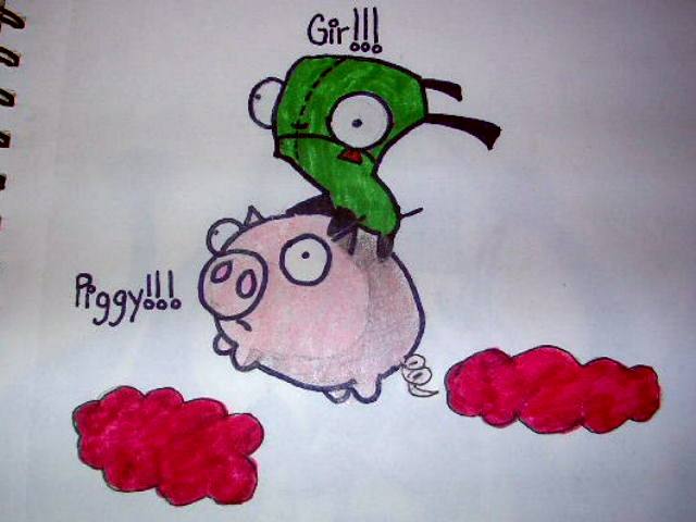 Gir on piggy by skychewie1