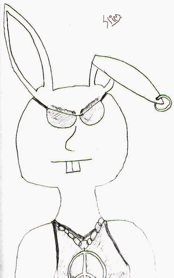 Punk Rabbit (Hand-drawn, black and white) by slim