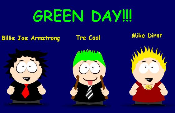 Green Day as South park guys by sliver_puppy20
