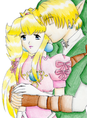 Link and Peach (for lara fox) by smashsweetie