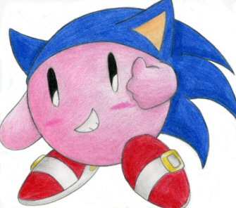 Sonic Kirby by smashsweetie