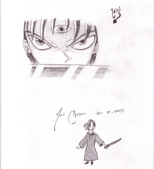 Hiei with sword/Jagan Eye by smqueen