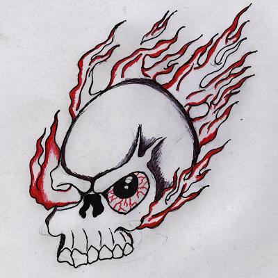 flaming skull 3 by soldadoporvida