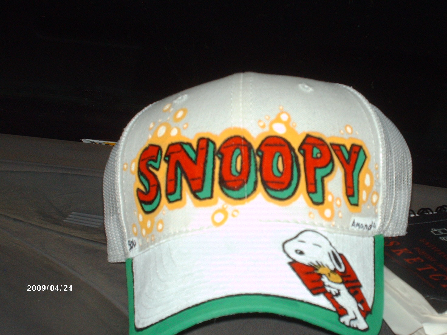 snoopy hat by soldadoporvida