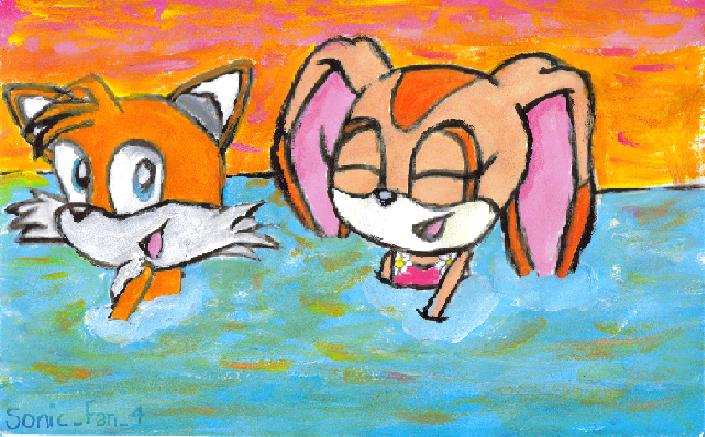Tails and Cream at the beach by sonic_fan_4
