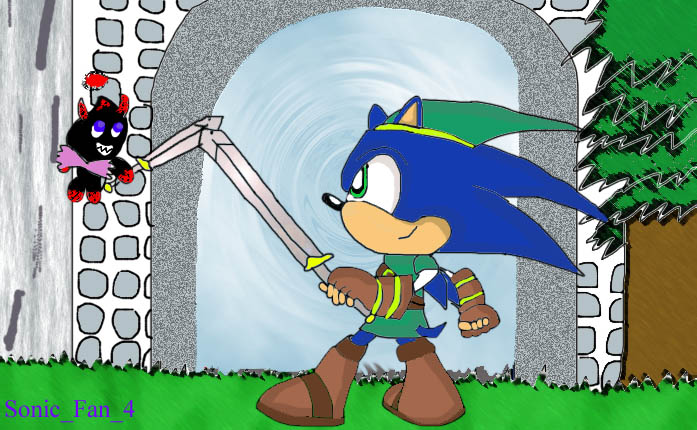 Sonic as Link, Triforceofcourages request - Photoshop Version by sonic_fan_4