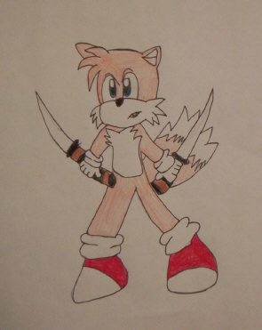 Tails with swords **Request I_Luv_Sonic_7** by sonicpuppylover18