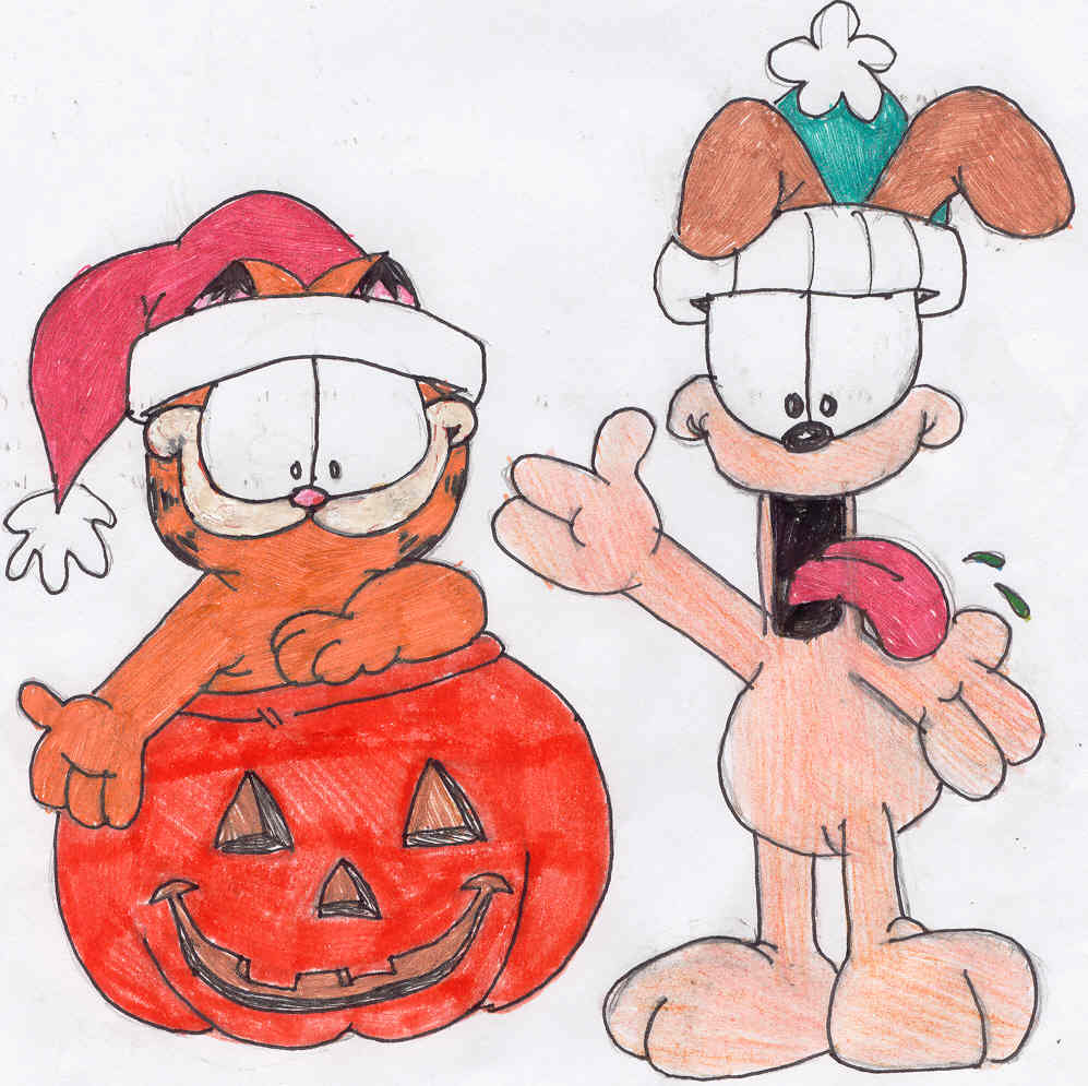 Garfield and Odie Happy Holidays by sonicshadowknucklesfan