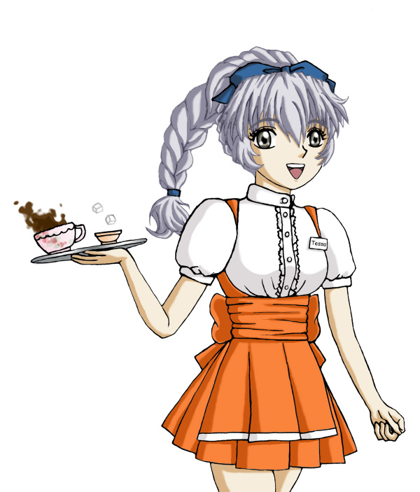 Tessa as a waitress by sonteen12
