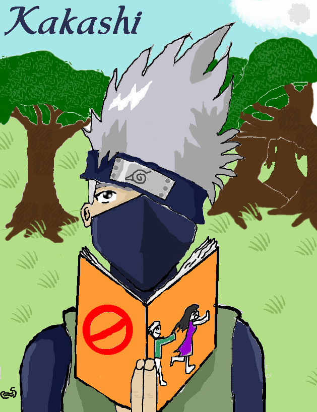 kakashi and his little oragne book by spaZzgirl8