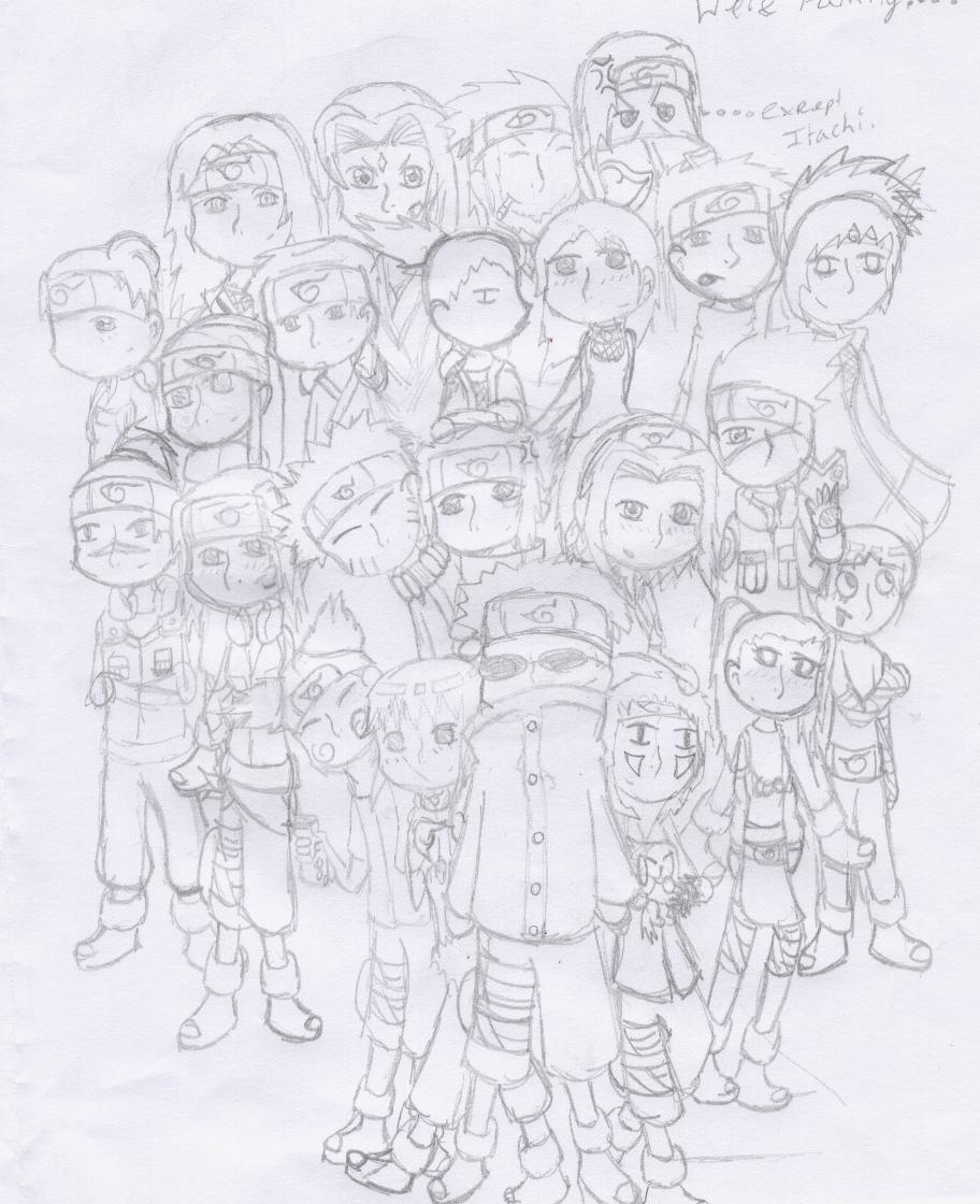 people of konoha and itachi by sparkiestar