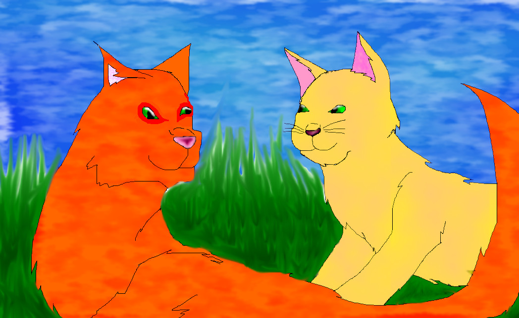 Firestar and sandstorm - art trade with zanna by sparktail
