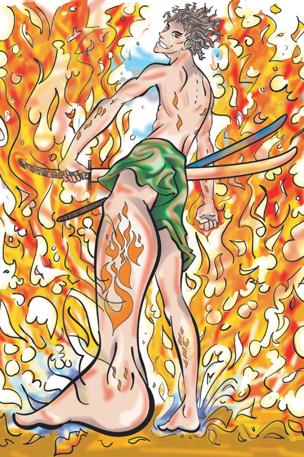 flaming samurai by spleetoog