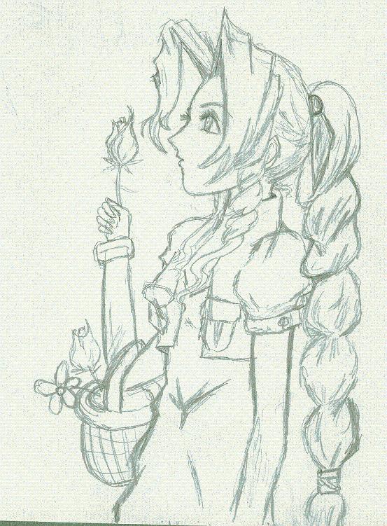 A pretty sketch, "Would you like a flower?" by starling94