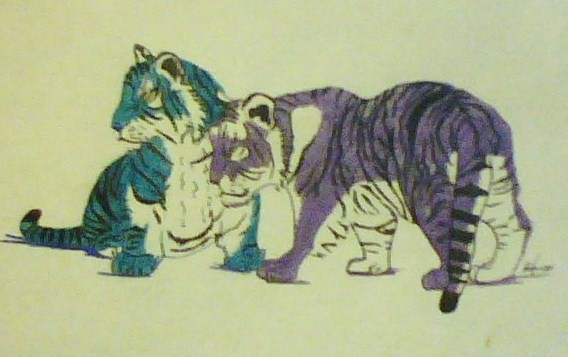blue an purple tigers by subculturalgirl113