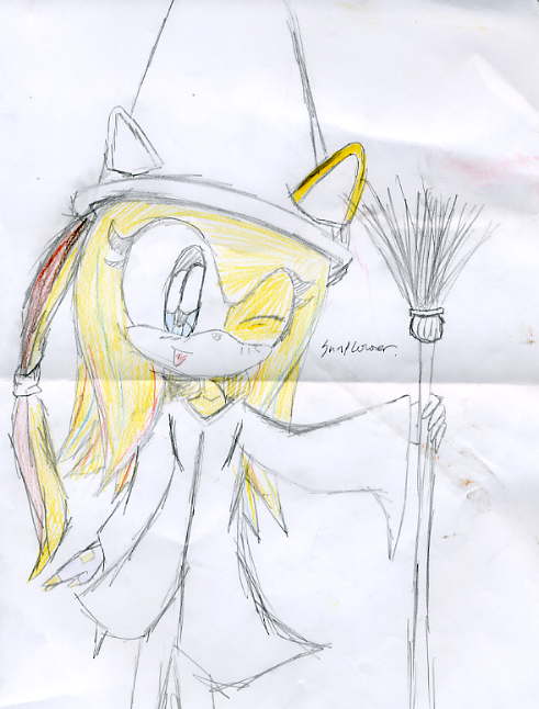 sunflower as a witch (1/2 coulered) by sunflower_hedgehog