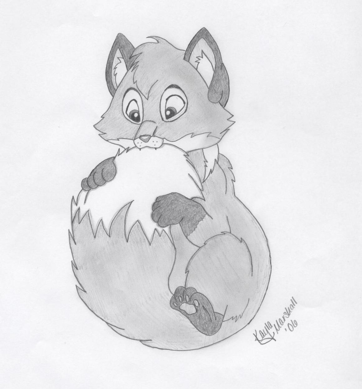 Baby fox discovers its tail by sweet16_angst