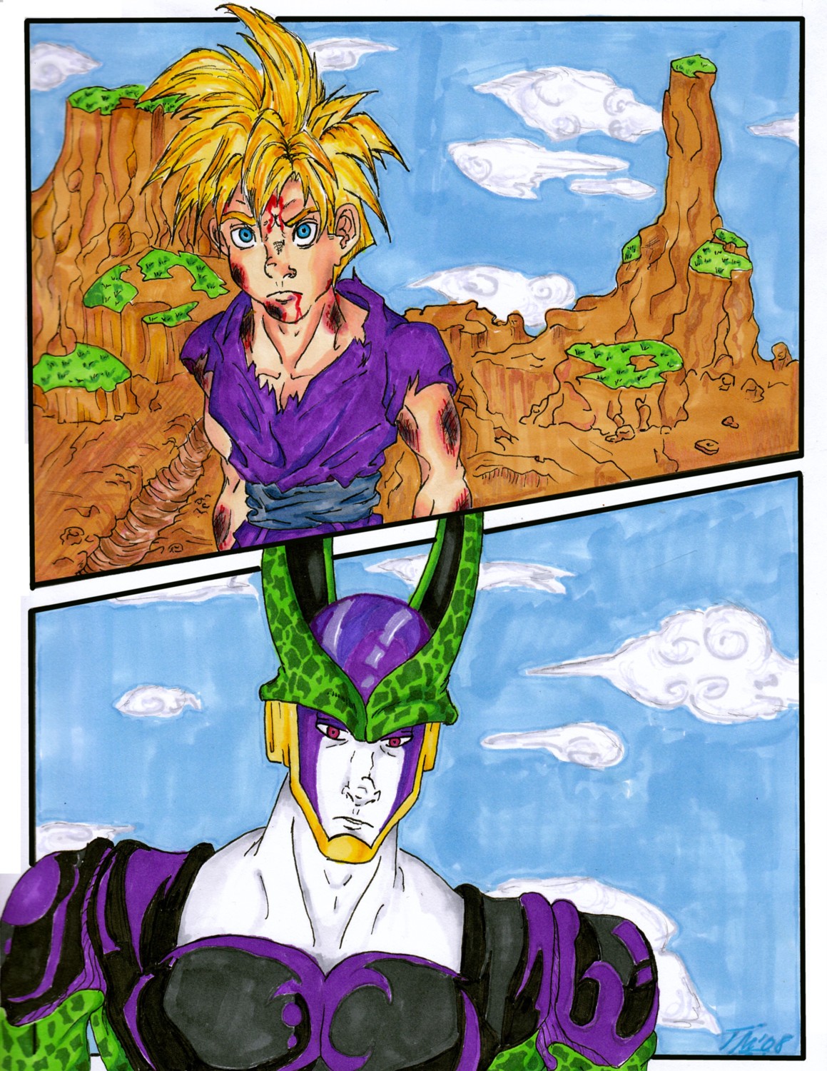 Gohan vs Cell by swirlingdimension