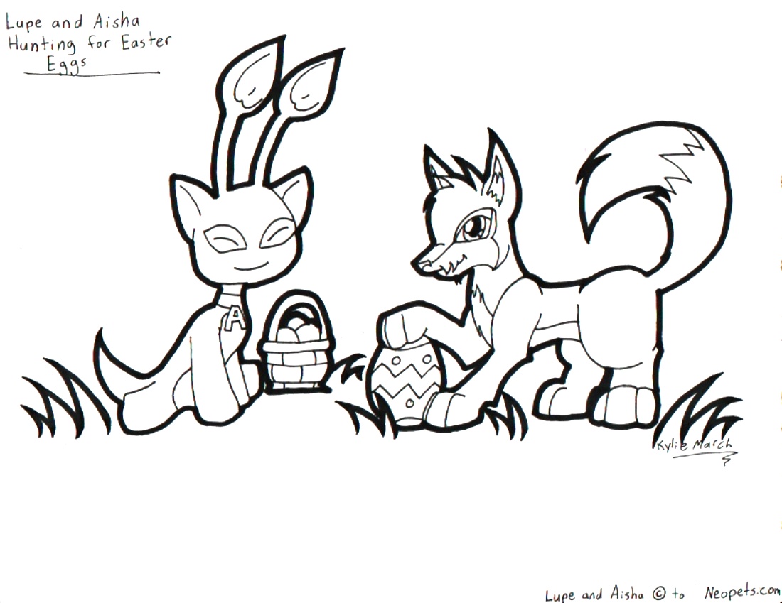Lupe and Aisha Easter Colring Page by Tabery_kyou