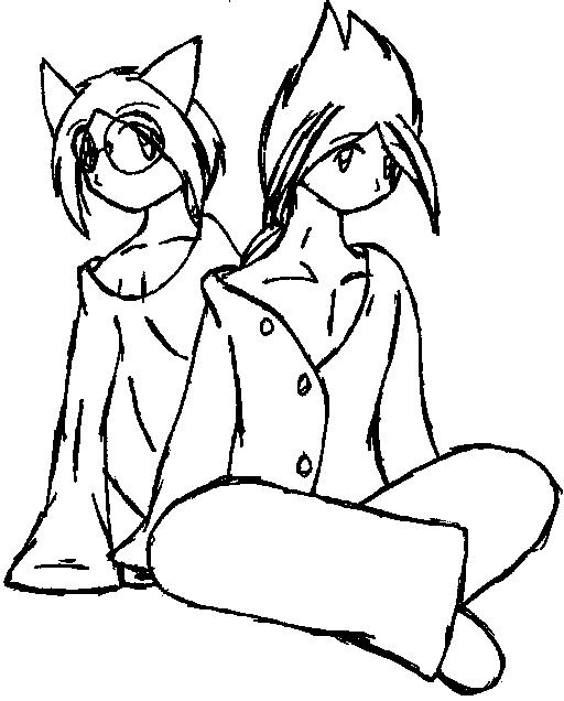 Rikki and Hojo (Uncolored, for Rikki_T_Fox) by Taina_Kumori