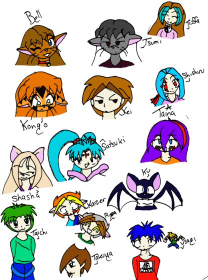 A Random drawing or some of my many OG charas by Taina_Kumori