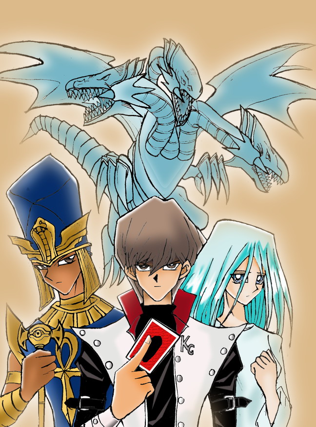 Kaiba,Seto,Kisara and Blue eyes ultimate Dragon by Teana