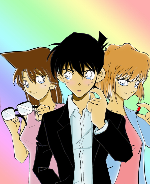 Shinichi,Ran and Haibara by Teana