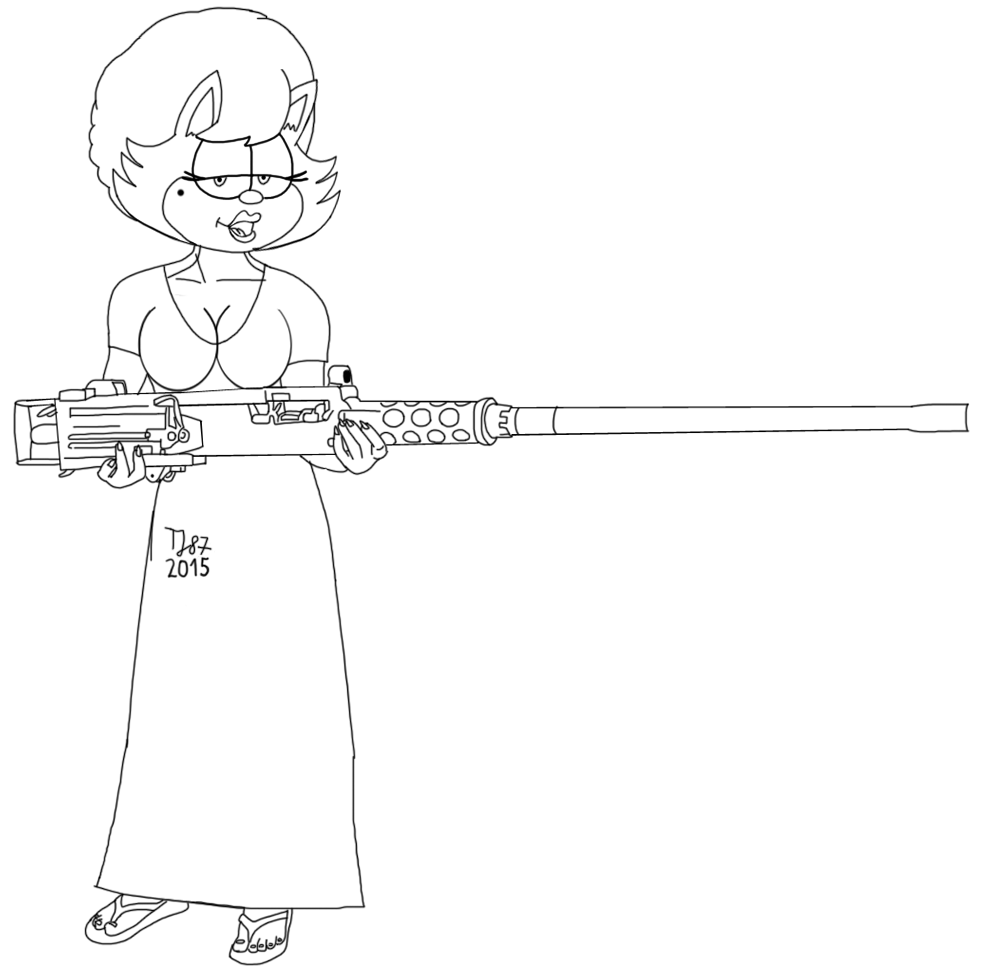 Ma Deuce Miss Kitty raw sketch by TeeJay87