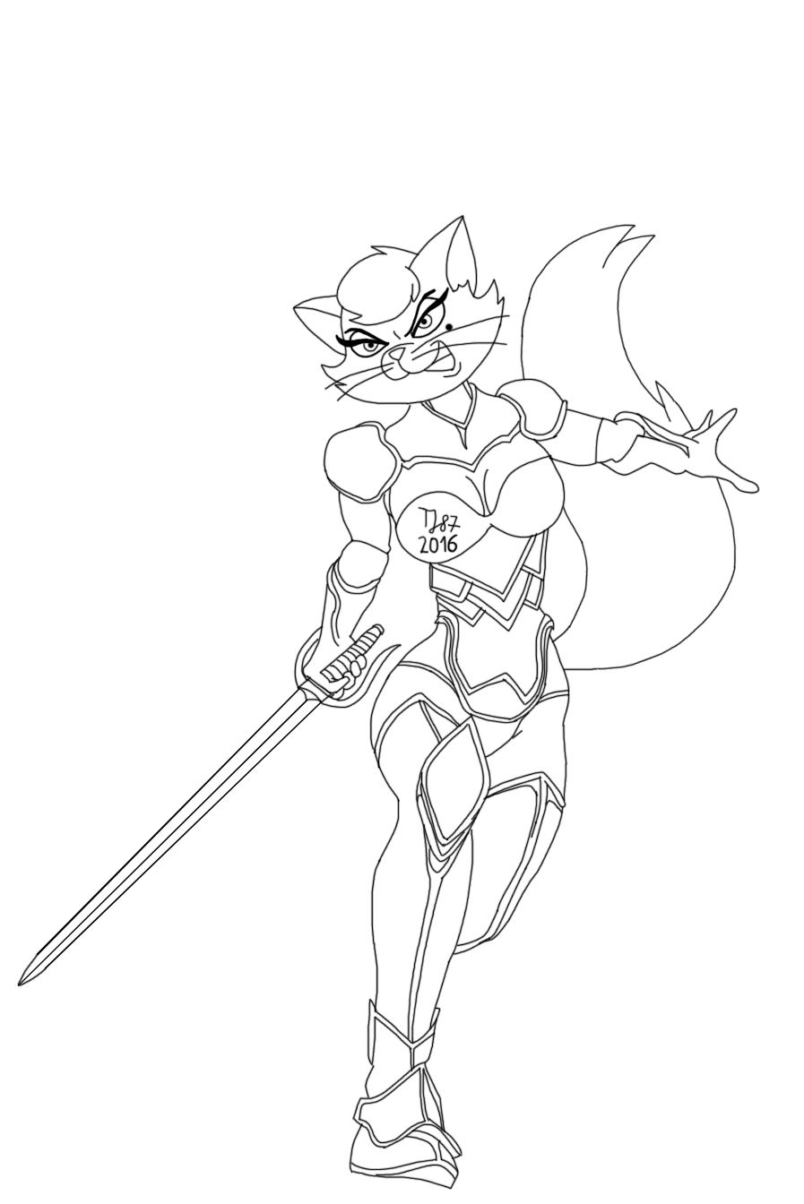 Feline Warrior Delilah raw sketch by TeeJay87