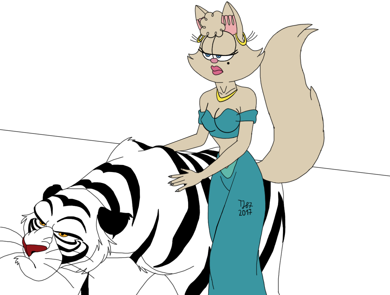 Penny and a White Tiger WIP by TeeJay87