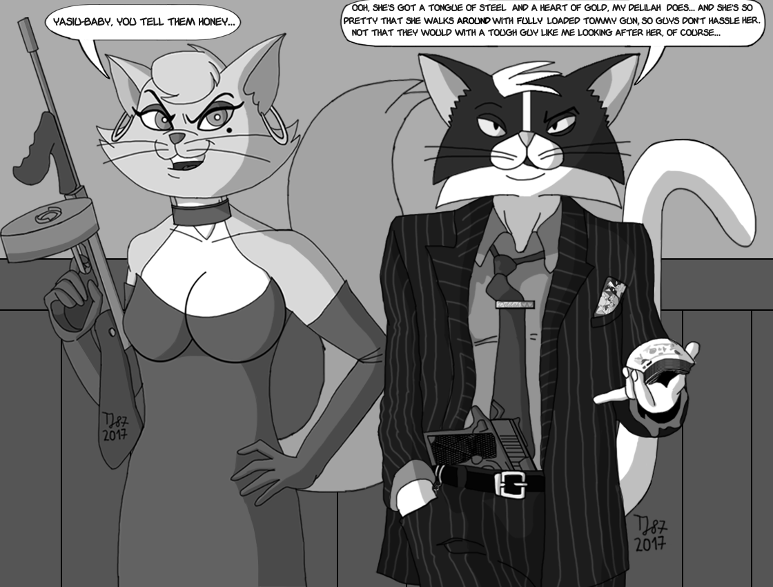 The Pussycats' Vendetta: Delilah and Ian (Black-and-White version) by TeeJay87