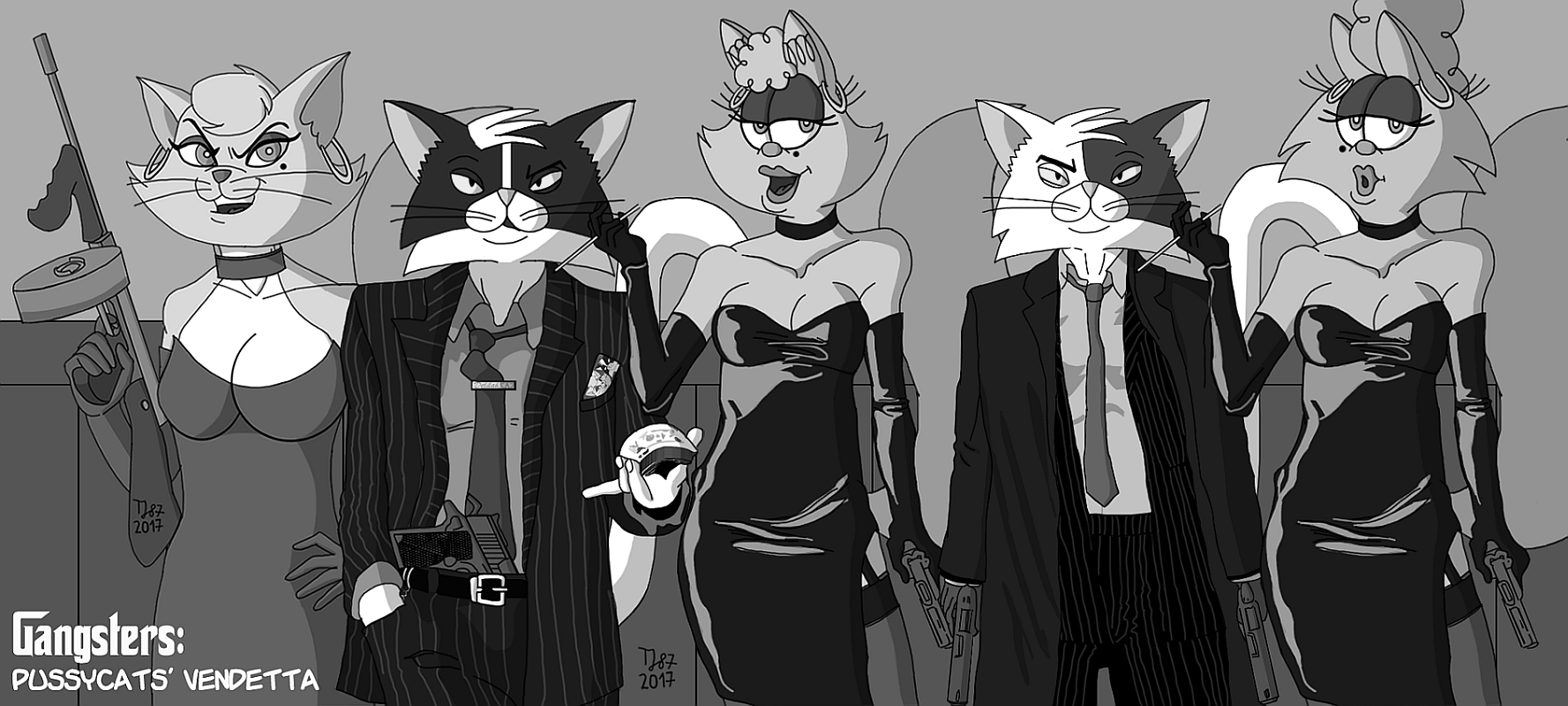 The Pussycats' Vendetta: Family Picture (B&W) by TeeJay87