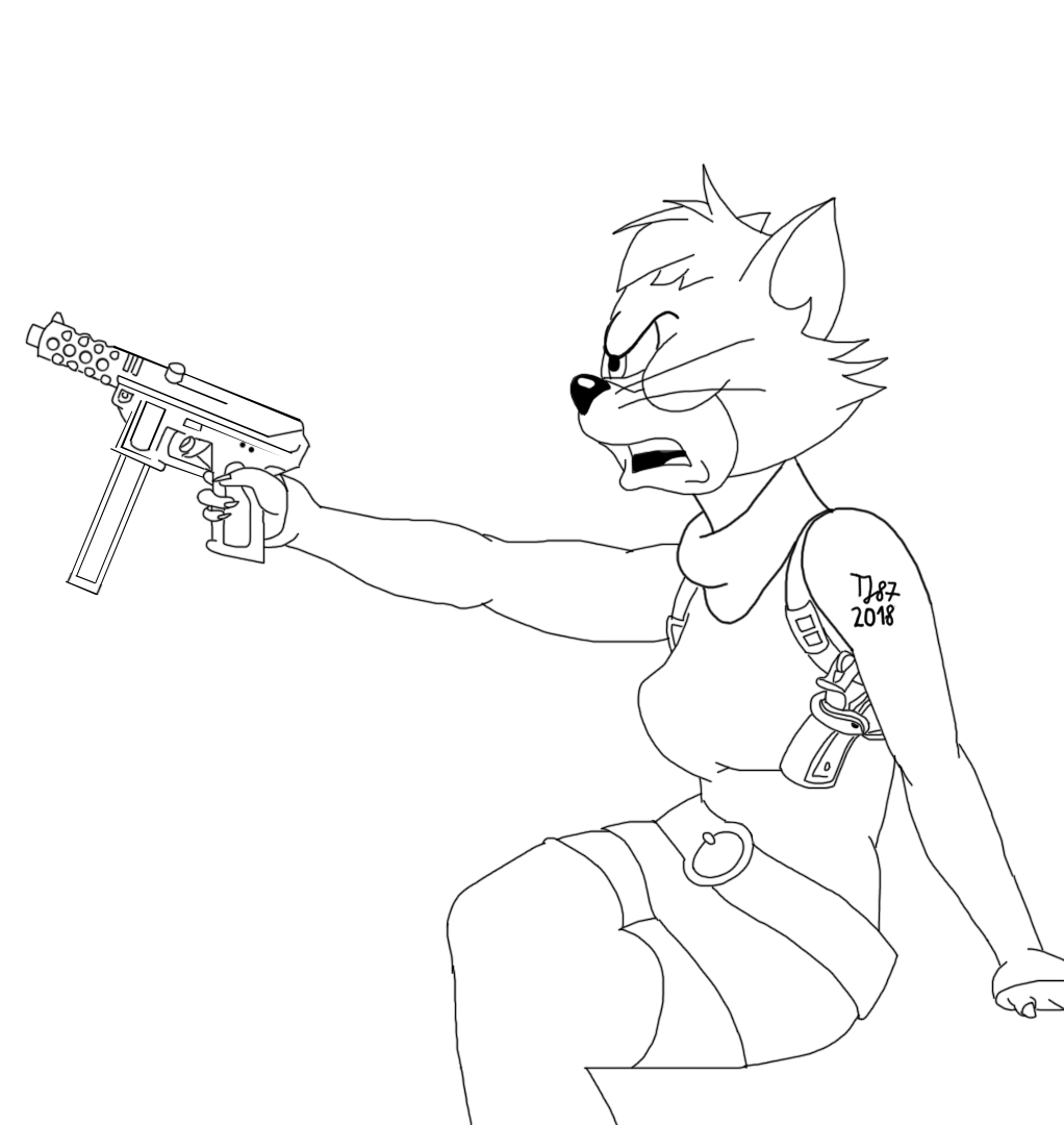 Prancy with a SMG (raw sketch) by TeeJay87