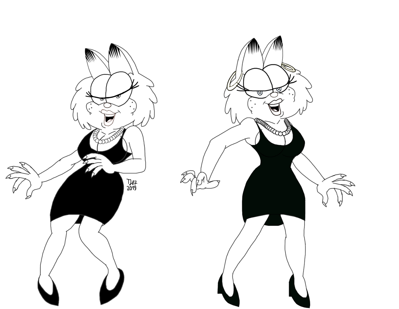 Dancing Gwen and Lola (sketch) by TeeJay87