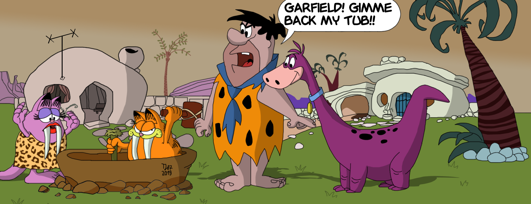 Garfield Meets the Flintstones by TeeJay87
