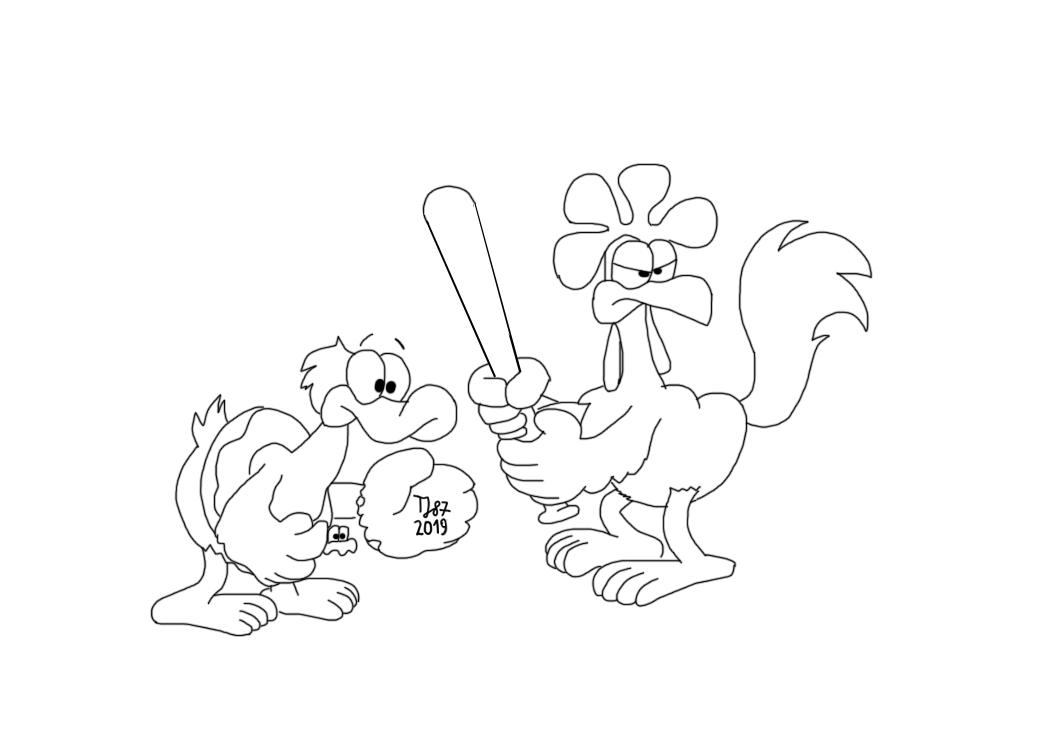 Roy and Wade playing Baseball (raw sketch) by TeeJay87