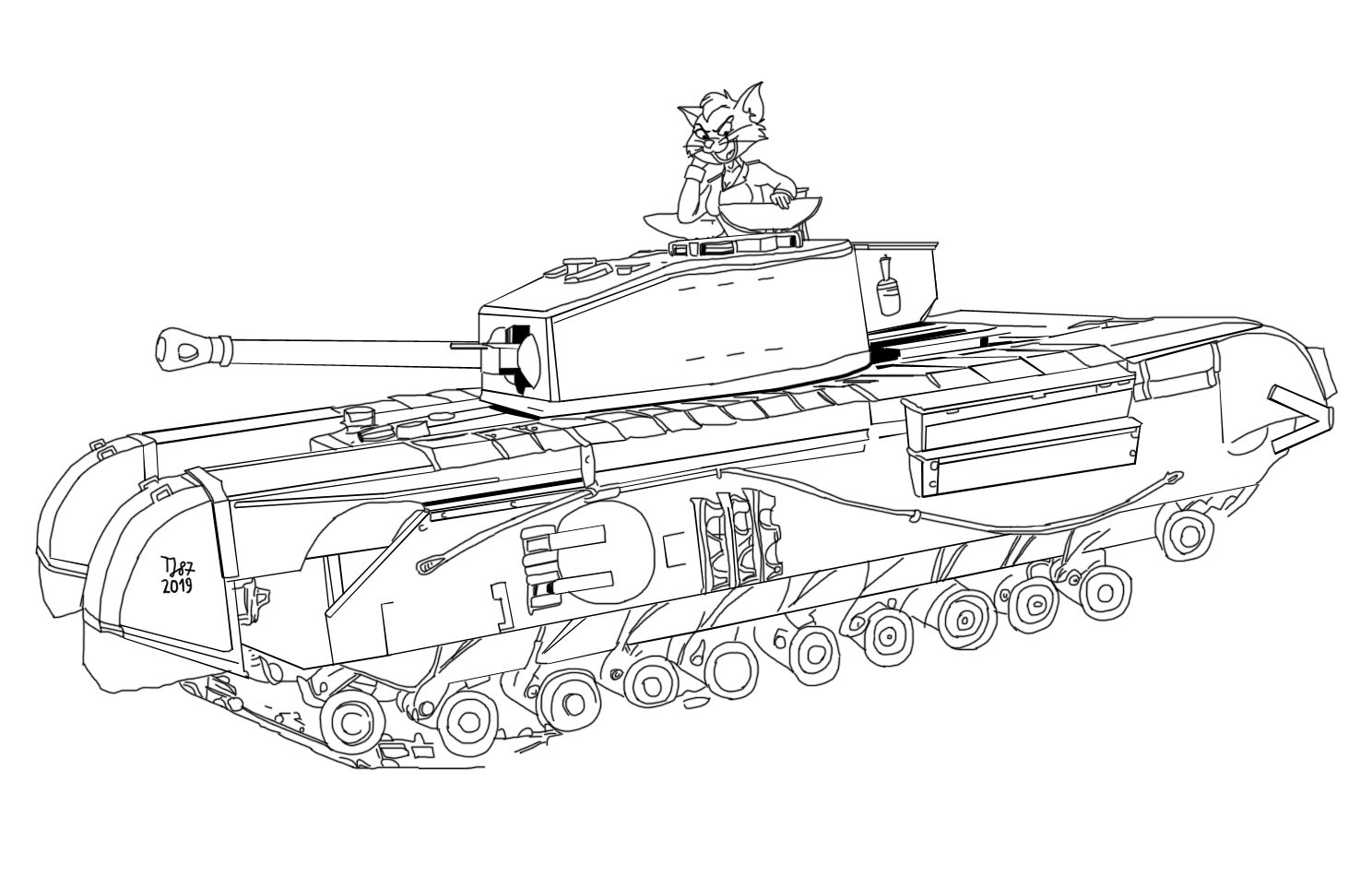 Prancy and a Churchill Tank (clr) by TeeJay87