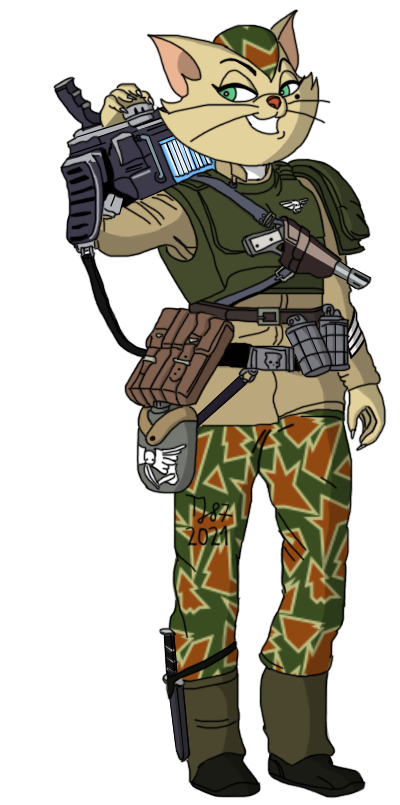 Delilah the Cadian Veteran (coloured WIP) by TeeJay87