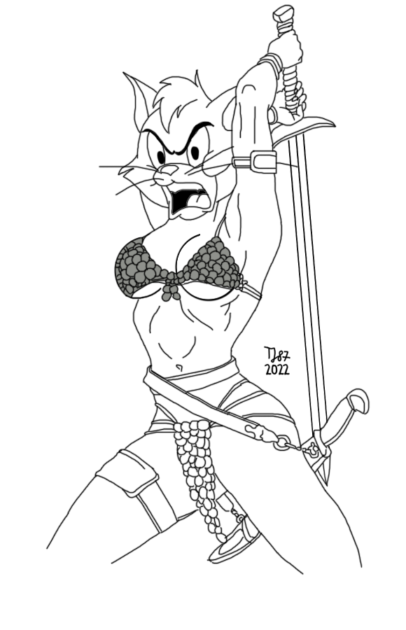 Dollface the Catwoman-warrior (sketch) by TeeJay87